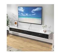 Meuble TV mobile mural design élégant flottant avec rangement, différentes tailles pour salon et chambre à coucher, finition blanche et noire (140 x 22 x 20 cm)