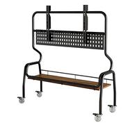 Meuble TV mobile sur roulettes, chariot roulant à hauteur réglable avec étagère AV, support universel au sol pour chambre à coucher et bureau, noir