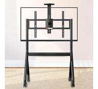 Meuble TV mobile sur roulettes, roulettes verrouillables, capacité de 120 kg, chariot de sol réglable pour salle de classe, bureau, maison - Stable et polyvalent