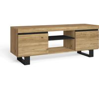 Meuble TV mod.NATURALE ''Chêne/Noir'', 2 portes et 2 logements, 140x40x53cm