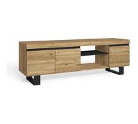 Meuble TV mod.NATURALE ''Chêne/Noir'', 2 portes et 2 logements, salon-séjour, 160x40x53cm, RF984