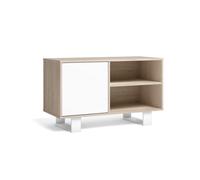 Meuble TV modèle 100 WIND, couleur structure chêne, couleur porte Blanc