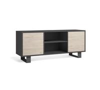 Meuble TV modèle 140 WIND, couleur structure Gris Anthracite, couleur porte Chêne.