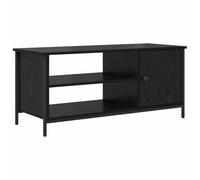Meuble TV Moderne 100 x 40 x 45 cm avec étagères Design épuré en Bois d'ingénierie chêne Noir 02_0052478