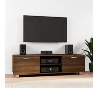 Meuble TV Moderne 140 cm en Chêne Marron avec 4 Compartiments, Bois d'Ingénierie Résistant à l'Humidité pour Salon et Salle de Séjour, Rangement Multimédia Organisé pour Téléviseur, Console et DVD