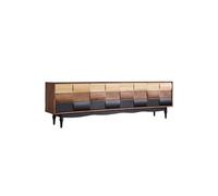 Meuble TV Moderne 200cm Meuble de Rangement Bois Massif Rétro Panaché, Centre de Loisirs Rustique pour Salon Domestique pour Hôtels & Locations Saisonnières Armoires de Rangement