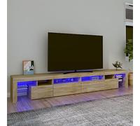 Meuble TV Moderne avec Éclairage LED RGB, Commande Télécommande, en Chêne Sonoma 260 cm, Rangement Pratique pour Salon et Salle à Manger, Design Tendance avec Plateau Renforcé