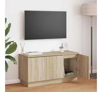 Meuble TV Moderne avec LED, Meuble de Salon en Bois d'Ingénierie Chêne Sonoma 100 cm, Rangement Élégant pour Téléviseur, Bibliothèque Média Contemporaine