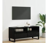 Meuble TV Moderne avec Tiroir en Chêne Noir 100 cm, Buffet Bas Salon Design Contemporain pour Rangement Multimedia, Étagère Intégrée et Pieds en Fer Robustes
