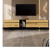 Meuble TV moderne - compartiment abattant- Panneaux de particules-180 x 38 x 45 cm-Bois naturel