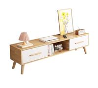 Meuble TV moderne du milieu du siècle - Armoire en bois massif avec comptoir ouvert et rangement multi-tiroirs, centre de divertissement avec trou de cordon arrière