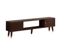 Meuble TV Moderne du Milieu du Siècle, Centre de Divertissement, Console TV avec Portes Coulissantes Cannelées, Meuble TV Moderne Multimédia pour Salon(Purple,120x24x38cm)