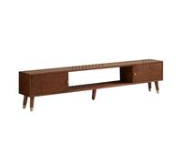 Meuble TV Moderne du Milieu du Siècle, Centre de Divertissement, Console TV avec Portes Coulissantes Cannelées, Meuble TV Moderne Multimédia pour Salon(Brown,120x35x43.5cm)