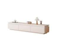 Meuble TV moderne en bois avec 3 grands tiroirs et trous de réserve pour les câbles - Meuble TV multifonction pour une large gamme de tailles de TV - Blanc - 200 x 40 x 34 cm