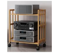 Meuble TV moderne en bois avec support rotatif mobile pour lecteur DVD, support audio et média stéréo, étagère murale flottante à 2 niveaux, étagères d'angle pour salon, bureau, 77 cm de hauteur