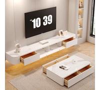 Meuble TV moderne en bois massif avec design flottant - Centre de divertissement élégant gris pour le salon 280 x 20 x 24 cm, parfait pour la télévision et le stockage de médias