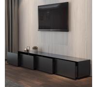 Meuble TV moderne en bois massif avec tiroirs silencieux, grand centre de divertissement mobile, console de rangement élégante pour salon, meuble TV élégant et décoration d'intérieur