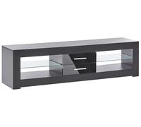 Meuble TV Moderne en MDF LED Gestion des Câbles et Portes Noir Esquimalt