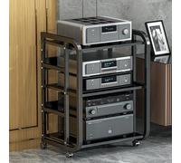 Meuble TV Moderne et réglable pour chaîne stéréo et Lecteur Vinyle - Meuble multimédia Noir pour Bureau à Domicile et Salle multimédia (70 x 50 cm) - Solution de Rangement Polyvalente