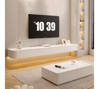 Meuble TV moderne flottant avec design mural pour salon et bureau Blanc 70,8 x 9,4 x 7,9 cm