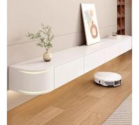Meuble TV moderne flottant avec tiroirs et étagère murale en bois blanc pour salon et chambre à coucher 140 x 24 x 20 cm