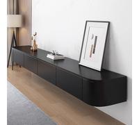 Meuble TV moderne flottant avec tiroirs pour salon Meuble multimédia mural avec console en bois Noir 160 x 24 x 20 cm