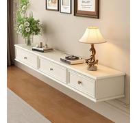 Meuble TV moderne flottant - Console multimédia murale avec portes de rangement pour téléviseurs jusqu'à 100", design blanc élégant, 140 cm pour salon et centre de divertissement