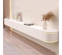 Meuble TV moderne flottant - Console multimédia murale avec tiroirs de rangement - Design élégant de 300 cm pour le salon - Économie d'espace - Finition blanche élégante