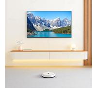 Meuble TV moderne flottant - Meuble TV mural de 120 à 300 cm - Grande console multimédia de rangement avec portes et tiroirs rabattables - Design élégant en bois blanc avec LED - 180 cm