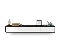 Meuble TV moderne flottant pour petits appartements Console multimédia murale avec 2 tiroirs Noir et blanc Étagère de rangement sous TV Centre de divertissement élégant