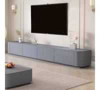 Meuble TV moderne gris 200 cm, console multimédia pour grands écrans, meuble TV élégant en bois avec étagères et portes de rangement, parfait meuble de salon