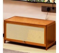 Meuble TV moderne sur pied, centre de divertissement librement assemblé, console multimédia polyvalente avec rangement, meuble TV élégant en bois (70 x 32 x 40 cm)