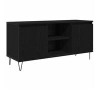 vidaXL Meuble TV Chêne Noir 104 x 35 x 50 cm – Bois d'ingénierie, 2 portes, 2 étagères
