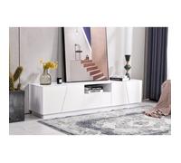 Meuble TV - MODERNLUXE - Style Moderne - Façade Brillante - 180x35x45 5 cm - Blanc