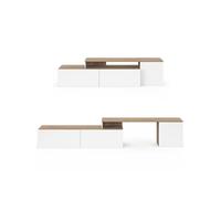 IDMarket - Meuble TV 140-180 cm modulable d'angle Basile Rotatif | Coloris bois et blanc
