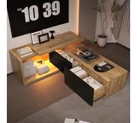 Meuble TV modulaire avec module mobile et éclairage LED : design flexible 2 en 1 pouvant être combiné individuellement, extensible jusqu'à 2 m pour un maximum de flexibilité et d'espace de rangement