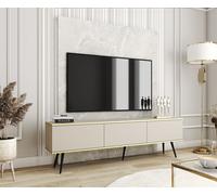 Meuble TV modulaire Blum Oro Beige 175 avec pieds noirs - montage automatique, style moderne et tendance - meubles de salon fonctionnels - livraison par coursier - pour des raisons de sécurité, veuill