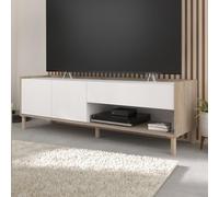 Meuble TV MORPHOS L 150 x P 40 x H 47,3 cm - Décor blanc / Chene - PARISOT