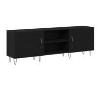 Meuble TV Multi-rangements - Noir Chêne 150x30x50cm Bois d'ingénierie armoire multimédia/Buffet Salon Aspect Elegant* 7312627