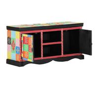 Meuble TV - Multicolore - Bois de mangue massif - 100x35x50 cm - Livré monté