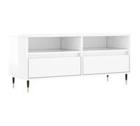 Meuble TV multimédia étagère télévision buffet téléviseur salle à manger salon chambre brillant 100 x 34,5 x 44,5 cm bois d'ingénierie blanc 02_0026971