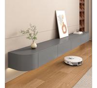 Meuble TV mural 147 cm, meuble TV en bois blanc pour salon et chambre à coucher, design gris moderne, meuble élégant et peu encombrant (240 x 24 x 20 cm)
