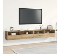 Meuble TV mural 2 pièces Chêne Artisan HiFi Rack Commode Salon Buffet 100 x 30 x 30 cm Matériau bois