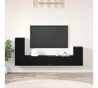 Meuble TV Mural 3 pièces Chêne Noir Bois d ingénierie pour Salon Moderne, étagère Murale Rangement avec Portes, Design Minimaliste pour Appartement Petit Espace, Installation Facile sans vis incluses
