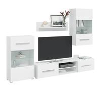 Meuble TV Mural 5 Pièces avec Éclairage LED Armoire de Télévision Noir vidaXL