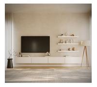 Meuble TV mural à 4 abattants - BEMMI - 300 cm - blanc