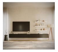 Meuble TV mural à 4 abattants - BEMMI - 300 cm - noir