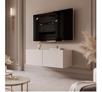 Meuble TV mural Angel IDOHOME 100x40x36 cm Cachemire 2 portes LED