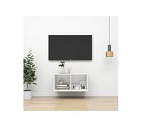Meuble TV Mural, Armoire de Télévision, Meuble Télé de Salon, Armoire Suspendue, Centre de Divertissement Salle de Séjour Intérieur, Moderne, Blanc