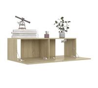 Meuble TV Mural avec 2 Compartiments, Bois D'ingénierie - Design Compact - Facile à Assembler, Parfaits pour Le Salon ou la Chambre (Blanc 80x30x30 cm) (100x30x30cm)